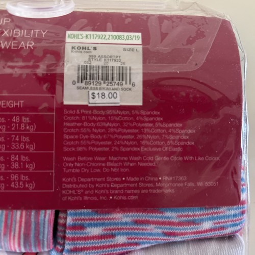 So Girls Seamless Bikini And Socks 5 Pack Size L - Picture 3 of 3