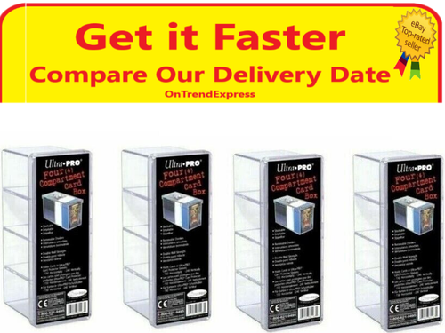 4 x Ultra PRO 4 Compartment Clear Storage Box Each Holds 240 Trading Cards NEW - Picture 8 of 8