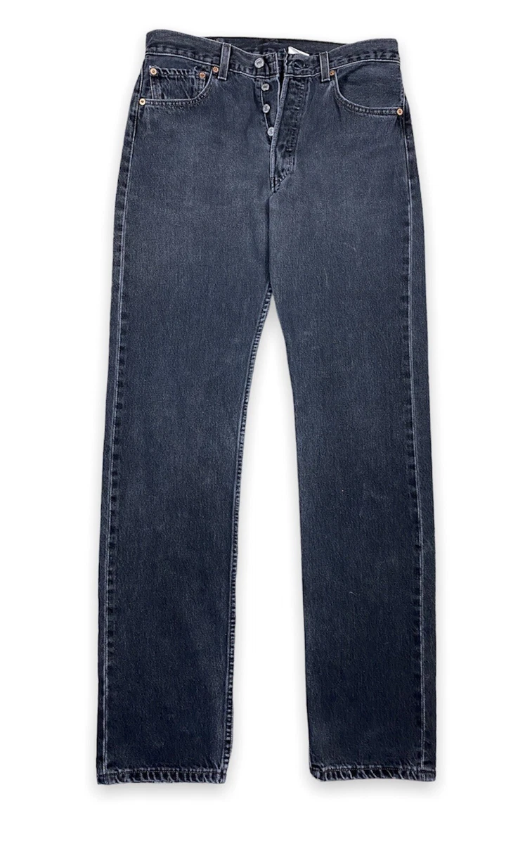Vintage 90s Levis 501 0660 Black Button Fly Actual 32x35 Straight