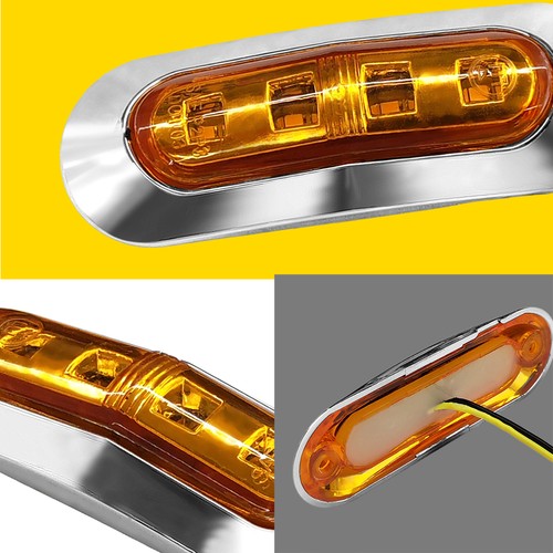 10/30x 12V 4 LED Side Clearance Marker Lights Truck Trailer Lamps White Chrome - Picture 229 of 271