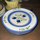 Set of 6 Vintage Hand painted Stangl Blue Tulip Dinner Plates! Beautiful! Rare!