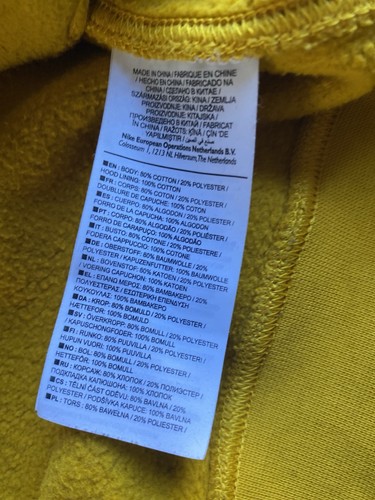 Sudadera con capucha forrada de vellón amarilla Nike para hombre talla pequeña pecho 42" - Imagen 7 de 10