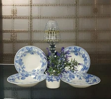Studio Nova Berry Delight - Set of 4 Soup Bowls- Blue/White Berries, Trellis