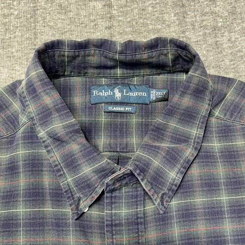 Vintage Polo Ralph Lauren Button Down Shirt Mens 2XLT Classic Fit Plaid - Picture 3 of 11