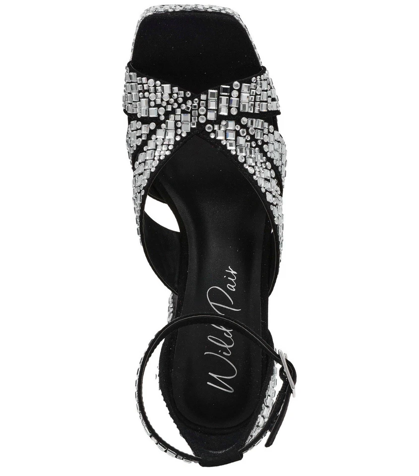 New.! Wild Pair Lydia’s Dress Rhinestones Platform Sandals Sz 8M Strap Gorgeous - Image 2 of 4