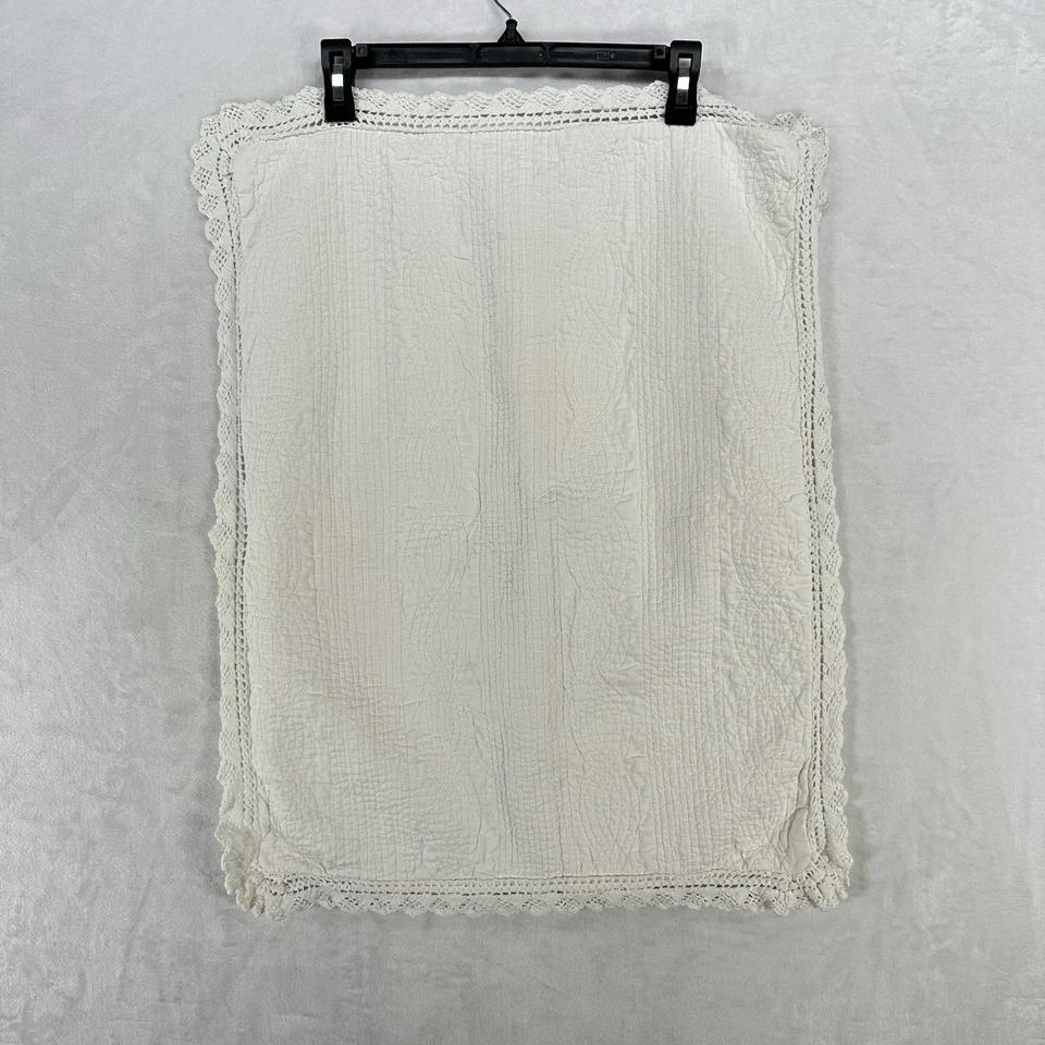 Juego de 2 fundas estándar Ralph Lauren almohadas sham blancas bordadas ribete de ganchillo Foto 2 de 4