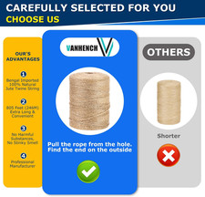 805FT Natural Jute Twine String, Bulk Hemp Jute Rope Cord Twine for Crafts Ga...