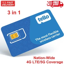 Tello Mobile, Bring Your Own Phone Kit, 3 in 1 US Prepaid SIM Card, Nation-Wide