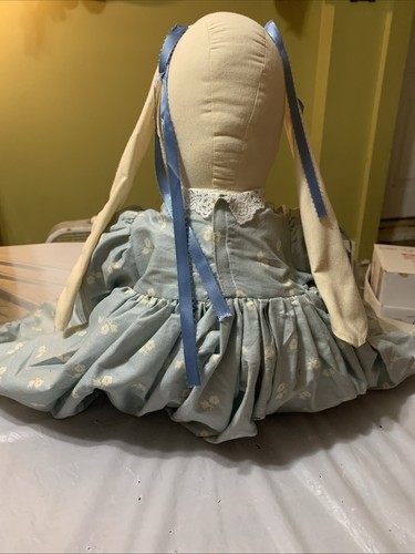 Large 1990s Handmade Country Bunny Shelfsitter Farmhouse Decor Sh22 - Picture 7 of 11