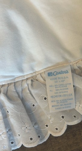 Vintage Carter's Baby Bettdecke selten weiß Ösen Spitze S Krippe Decke Quilt USA - Bild 7 von 8