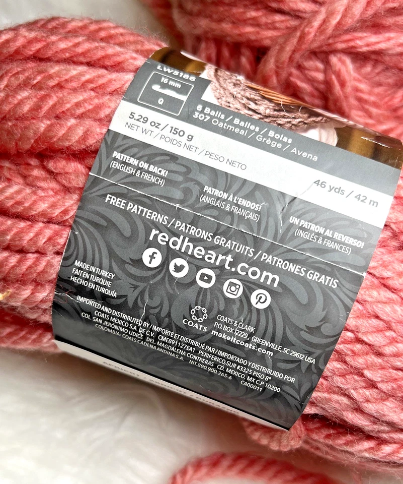 Red Heart Grande Yarn Apricot –Discontinued (1 New, 1 Opened) | Super Bulky #7 - Image 2 of 3
