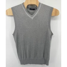 Hart Schaffner Marx Mens Gray Silk Cashmere Sleeveless V-Neck Sweater Vest Large