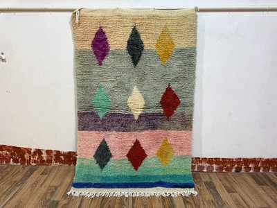 Handwoven Moroccan Berber Rug 3.5x5.4 ft   Authentic Wool | Boho Chic