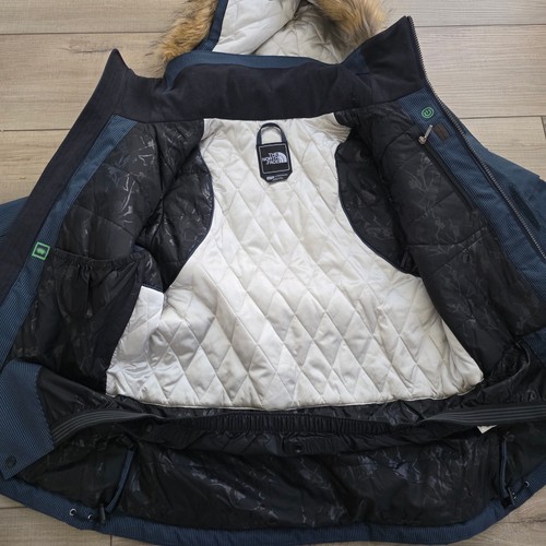 The North Face Baker Deluxe Ski Jacket Hyvent Pinstripe Navy/White Women Sz XS - Picture 8 of 23