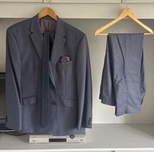 Taylor & Wright Grey/Blue Tailored Suit 44S Jacket W34 L29 Trousers &Tie