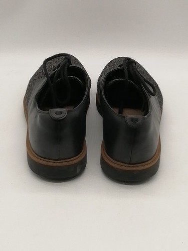 Clarks Oxfords Womens Raisie Bloom Black Gray 10 Walking Shoes Leather Tweed - Picture 2 of 10