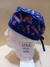 Florida Gators Pride Men's Skull/Chemo Surgical Scrub Hat/Cap Handmade