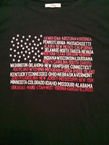 Maurices Flag T-Shirt 50 States Size M Black - Picture 3 of 7