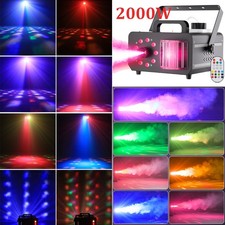 2000W Smoke Fog Machine StageLighting RGB LED Effect DJ Disco Party Show Remote