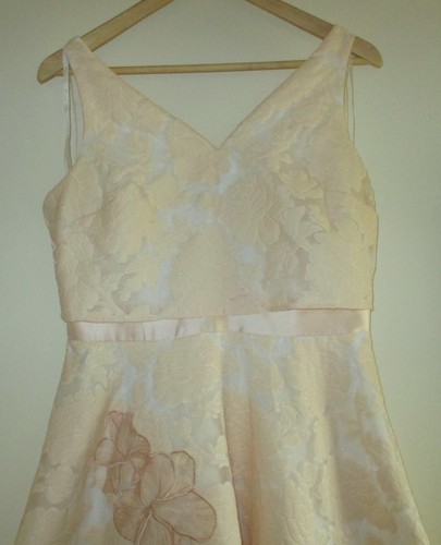 Coast Peach Applique Flowers Sleeveless V Neck Fit & Flare Dress 12 - 第 2/8 張圖片