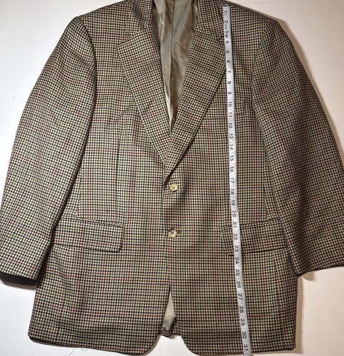 Paul Stuart Blazer Mens 41R Brown Houndstooth Wool Cashmere Blazer - Picture 5 of 15