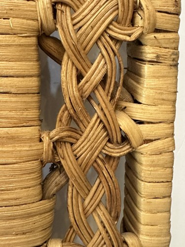 Vintage BOHO Rattan Rectangle Mirror MCM Wall Hanging or Leaning READ - Picture 8 of 12