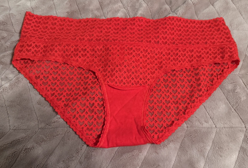 Panty Hiphugger Victoria's Secret ROSA Logo Rojo Guiño Corazón Encaje ~ GRANDE ~ ¡NUEVO CON ETIQUETAS! - Imagen 5 de 8