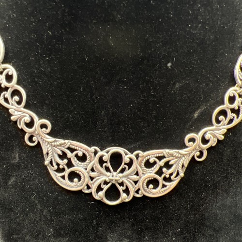Carolyn Pollack Relios Sterling Silver 925 Scroll Filigree Choker Necklace NWOT - Picture 2 of 8