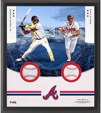 Ronald Acuna Jr. & Matt Olson Braves Framed Signed 2 Baseball Shadowbox Collage