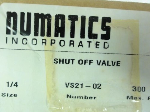 186882 Neu im Karton; Numatics VS21-02 Absperrventil; 1/4" NPT; 300PSI - Bild 2 von 4