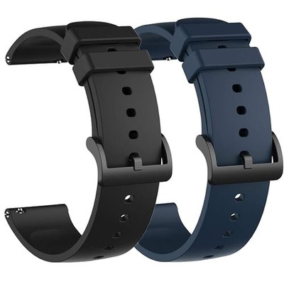 2 Pack Waterproof Bands Compatible with Amazfit Bip 3 Pro Black/Navy Blue