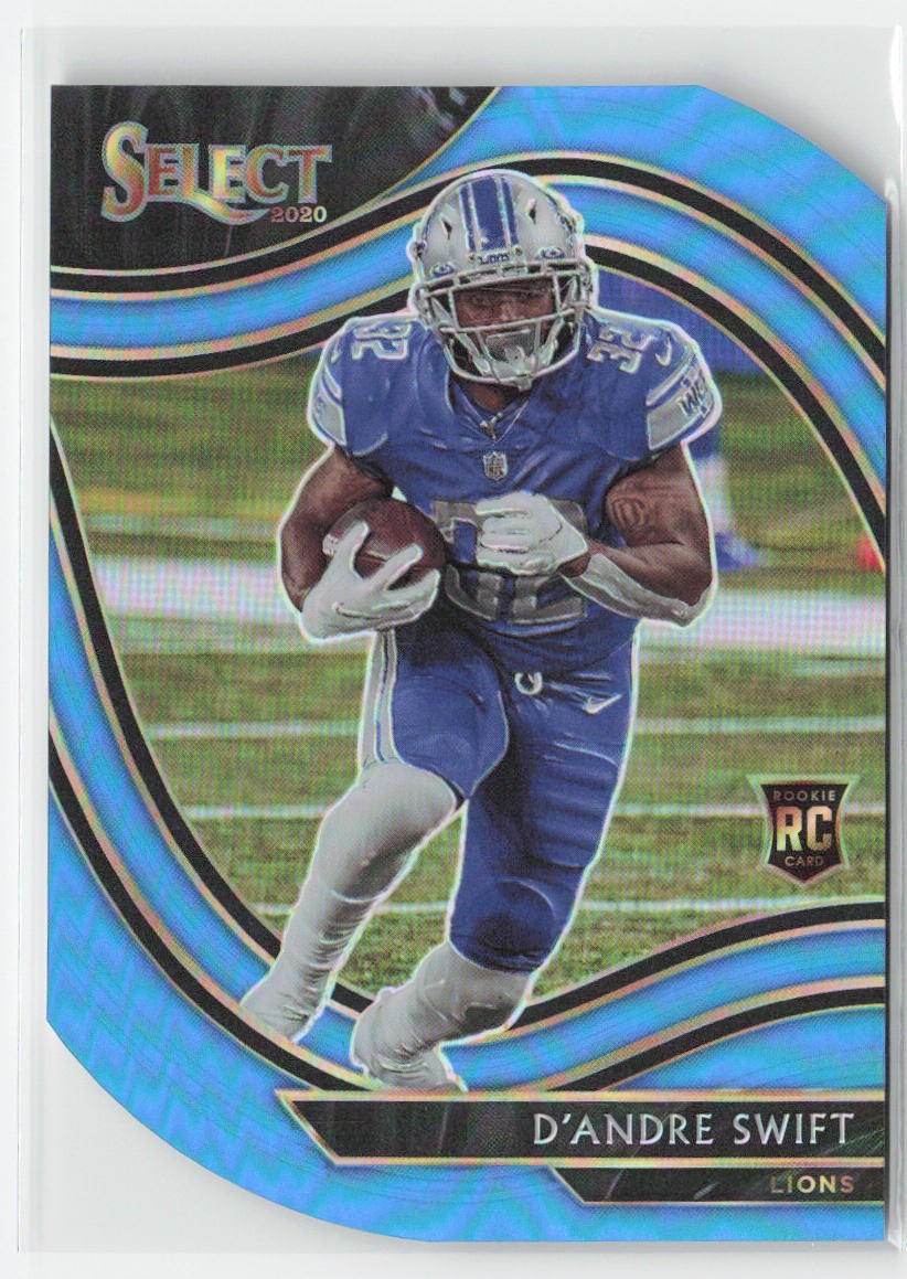 D'Andre Swift 2020 Panini Select Light Blue Prizm Die Cut #351 Detroit Lions RC