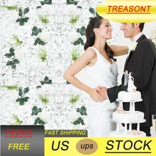 6 Pcs Hydrangea Rose Flower Wall Panel Wedding Party Backdrop Home Decor White