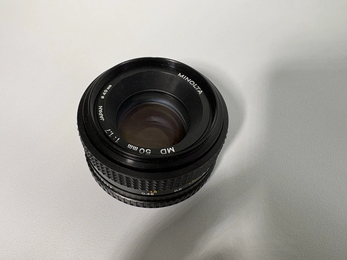 Minolta MD Camera Lenses 50mm Focal f/1.7 Maximum Aperture for