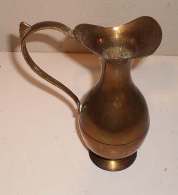 Vintage Brass Ewer Pitcher, 6.5'' tall from India