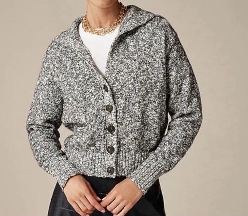 J.Crew Sailor-collar Cardigan In Marled Yarn Women’s XXL Buttons Cotton NWT - Picture 1 of 9