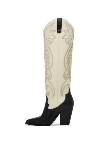 STEVE MADDEN Womens Black Dual Pull-Tabs Lasso Leather Western Boot 6 M - Picture 3 of 6