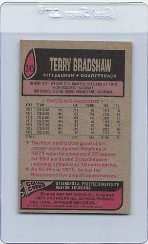 1977 Topps #245 Terry Bradshaw Steelers ottime condizioni *3 - Foto 2 di 2