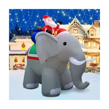 12FT Christmas Inflatables Santa Ride Huge Elephant Decoration, Inflatable El...