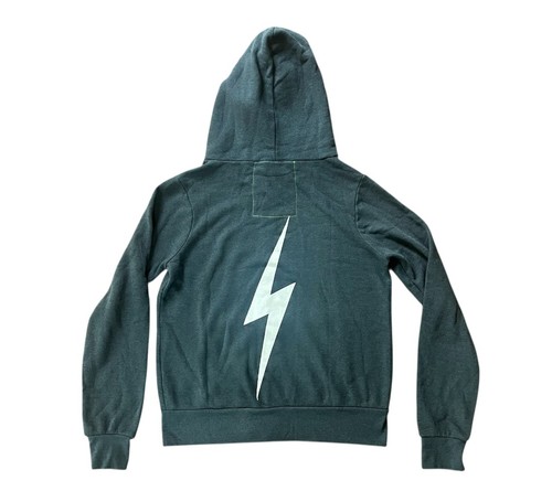 Aviator Nation SMALL Lightning Bolt Zip Up Hoodie Charcoal - Picture 2 of 7