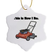 3dRose This Is How I Roll Lawn Mower Snowflake Porcelain Ornament 3 Inch
