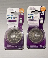 2 Packs Philips AVENT 6m+ Natural Nipples  Fast Flow Nipple Clear  NEW BP1