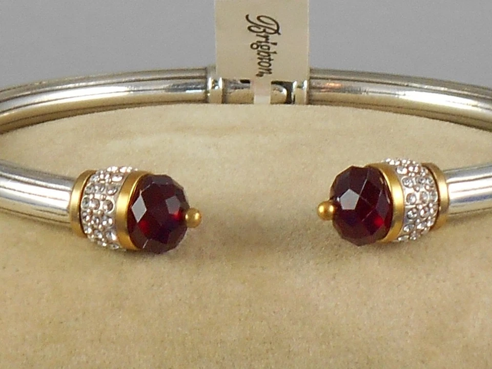 Brazalete Brazalete Brighton Plateado MERIDIANO Cristal Rojo Bisagras JF0146 Foto 2 de 3