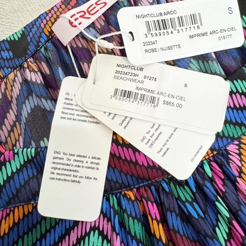 Eres Nightclub Arc-en-Ciel Silk Satin Minidress Rainbow Print NWT Size S - Picture 10 of 15