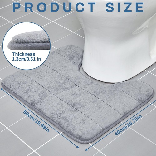 6 Pcs 16'' x 20'' Memory Foam U Shaped Toilet Bath Rugs Non Slip Thick Absorb... - Picture 2 of 6