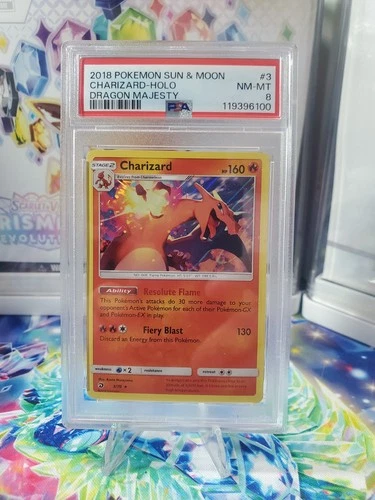 Pokemon - Charizard 3/70 Dragon Majesty Reverse Holo - NM/MT - PSA 8