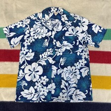 VTG 40s 50s Hawaiian Barkcloth Tiki Floral Aloha Shirt Hawaii Sportswear Shirt
