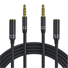 2 Pack 3.5Mm Headphone Extension Cable 4Ft/1.2M , 4 Pole Hi-Fi Stereo Sound