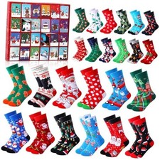 24 Pairs Christmas Sock Advent Calendar 2025 Unisex Socks 24 Days Novelty