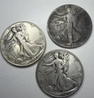 Lot of 3 Walking Liberty Half Dollars.  1942 1944 1945 R15